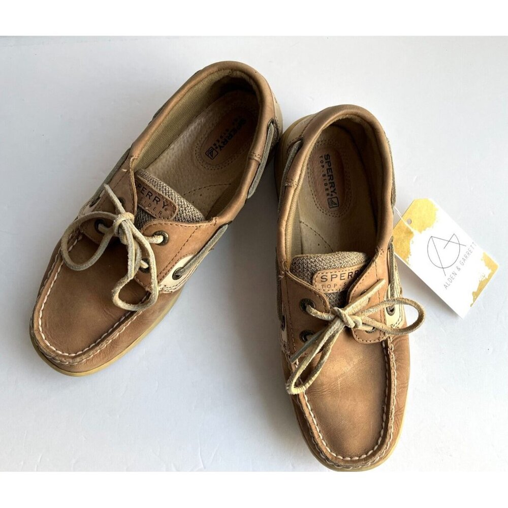 Sperry Top-Sider Light Brown & Tan Lace-Up Boat Shoes, Size 7 (US)